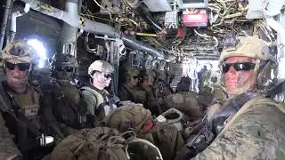U.S. Marine Corps MV-22B Ospreys conduct Company Movement in Desert