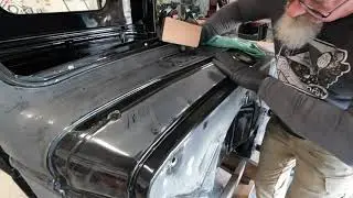 1941 Chevy Truck, Block sanding the cab for primer, more sanding. Music by Comin up Muddy