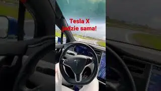 Tesla X jedzie sama! autopilot FSD full self driving! Białe wnętrze Koła 22&rdquo; W zakrętach Jak jezdzi?