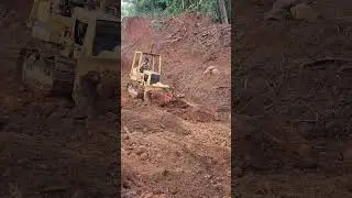 Incredible Mini bulldozer making side road foundation for mountain road project