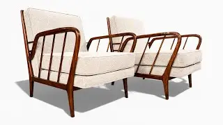Mid-Century Brazilian Armchairs by Rino Levi, Hardwood & Boucle, 1960s