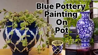 Blue Pottery Painting On Pot| Jaipur Blue Pottery| #video #bluepottey #Painting #art #viral #diy