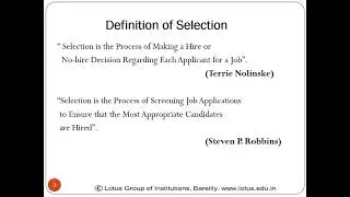 Selection, Importance and Process of Selection