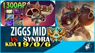 Challanger Ziggs Mid vs Syndra  SoloQ Challenger |  High Elo Replays I 19/0/6