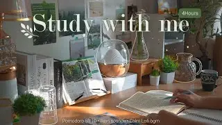 4-HOUR 🌤️ Study With Me • Rain sounds☔+ Lofi bgm • Pomodoro 50-10 • Day294🍃