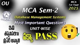 OU MCA Semester 2 - DBMS Most Important Questions UNIT-WISE OsmaniaUniversity2025