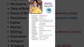 🎬Simran (Actress) Biography: #shorts #short #youtube #ytshorts #biography #kollywood #southmovie