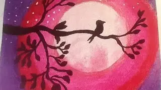 easy oil pastel drawing for beginners,  how to draw a bird