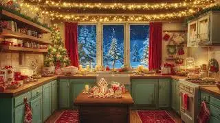Snowy Christmas Kitchen View ❄️🎁 Smooth Holiday Jazz Piano & Warm Winter Ambience for Deep Focus