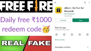 dEarn app real or fake | free google play gift card/redeem code | Garena free fire | Tech Lover DK
