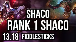 SHACO vs FIDDLESTICKS (JNG) | Rank 1 Shaco, 7/1/7, Rank 15 | NA Challenger | 13.18