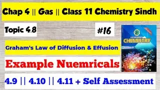 Graham's Law of Diffusion & Effusion | Example 4.9 | 4.10 | 4.11 Solution || Chap 4 Gases | Class 11