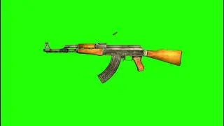AK-47 kalashnikov, left side view, fire and reload, green screen