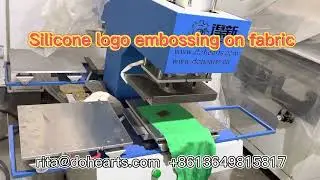 automatic silicone logo embossing molding machine on fabric T shirt garments