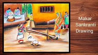 How to draw scenery of makar sankranti festival |Makar Sankranti Festival | #makarsankranti 