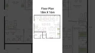 18m X 16m OFFICE PLAN, 18 BY 16 COWORKING PLAN #shorts #officedesign #coworking #trendingshorts