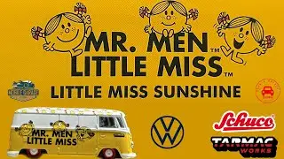 Schuco x Tarmac Works Volkswagen Type II (T1) Panel Van Mr. Men Little Miss Little Miss Sunshine