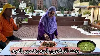 پختن بامیه لذیذ و تعمیر باغچه خانه | Cooking Delicious Okra & Renovating the Backyard Garden