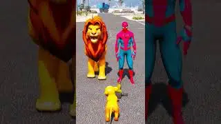 GTA V: SPIDERMAN FRIEND SIMBA SAVES A BABY LION 😱| #shorts