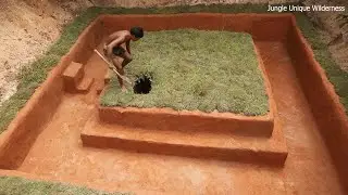 Build The Most Secret Ancient Underground House And Around Swimming Pool