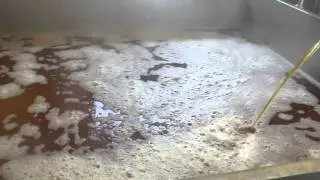 Coolship fills with wort, The Veil Brewing Company