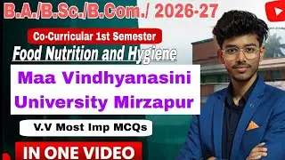 Exam 2026 BA/B.Sc/B.Com 1st Semester Co Curricular paper Food Nutrition and Hygiene New model paper 