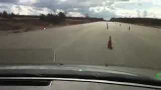 Car in Fast Reverse Slalom. Amazing Speed
