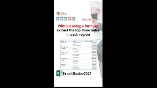 095 extract the top three sales in each region in Excel #shorts #youtubeshorts