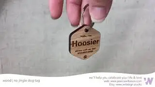 no jingle wood dog tag, laser engraved by JW Design Studio Gifts