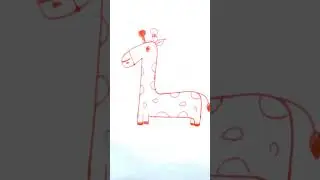 how to draw giraffe with number 1|kids step by step easy giraffe drawing  #shorts @katrathukolam