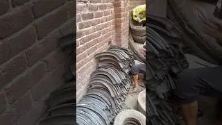amazing young boy tyre cutting process #short #tyre #skill
