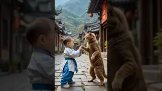 Whimsical Face-Off: Chinese Baby and Animals in Kung Fu Standoffs