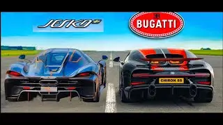 Bugatti Chiron Super Sport Vs Koenigsegg Jesko Absolut 1/2 Mile Rolling Race Top Speeds