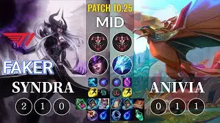 T1 Faker Syndra vs Anivia Mid - KR Patch 10.25