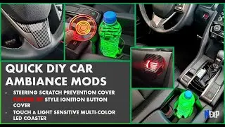 QUICK DIY CAR AMBIANCE MODS - FIGHTER JET inspired IGNITION BUTTON COVER | MULTI-COLOR LED COASTER