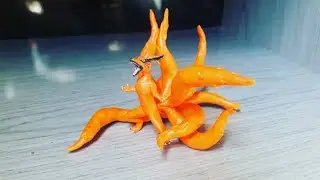 ESCULPINDO A KURAMA. (RAPOSA DE NOVE CAUDAS) EM BISCUIT.