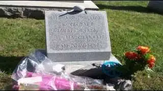 H.P. Lovecraft's Grave and the Barnaby Monument at Swan Point Cemetery in Providence, Rhode Island