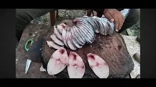 Amazing big king fish cutting pieces very good skill #fishcutting #cuttingskills #viralvideo #video 