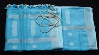 Firozi Blue Pure soft linen saree