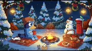 Bluey Christmas Campfire Night 🎄 Cozy Lofi Beats for Relaxing, Study & Winter Chill Vibes ❄️