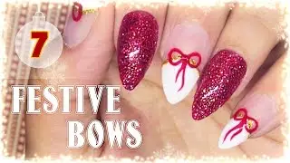 7. Festive Bows Christmas Nail Art Tutorial // Nail Art Advent Calendar 2016