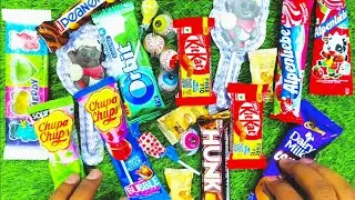Chocolate ASMR  Popular Candys / some lots of colorful Rainbow lollipop Candy / Unpacking chocolate 