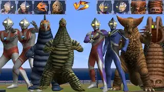 UFE3:Ultraman Jack/Zoffy/Bakishimu/Red King vs Ultraman Tiga/Ultraman Agul/Gomorrah/Two-tailed monst