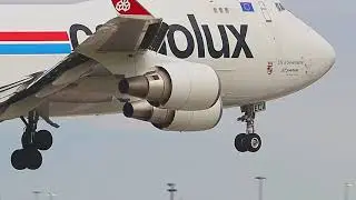 Cargolux Boeing 747-4HQFER LX-ECV (Suffered an Engine Pod Strike) Landing at DFW From Mexico City