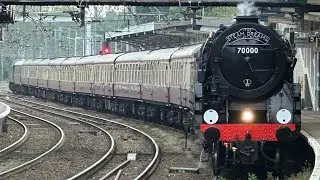 70000 Britannia chuffs out of Ipswich working 1Z71 with 47805 on the rear 28/5/24