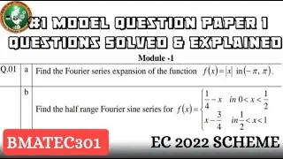 2 Maths Model Question Paper 1 Q1a ,1b Solved and Explained 3rd Sem ECE 2022 Scheme VTU BMATEC301