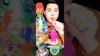 Rainbow Fish Glass! Rainbow Drinks ASMR! Drinking Sounds! Cat Glass Bottle! Strawberry 🍓 #shorts