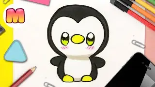 COMO DIBUJAR UN PINGÜINO KAWAII PASO A PASO - Dibujando un pingüino - Como dibujar animales kawaii