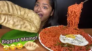 SPICY VEGETABLE MASALA MAGGI 🍝WITH BIGGEST MOMO EATING 🥟| BIG BITES MUKBANG | FOOD EATING VIDEOS