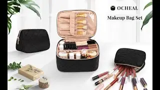 Relavel Rhombus Black Large Capacity Travel Makeup Case And Small Cosmetic Bag